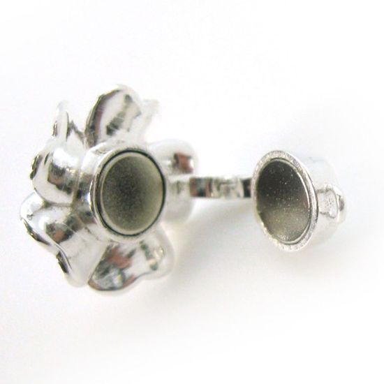 Wholesale Sterling Silver Two Tone Magnetic Flower Bail Clasp (1 clasp)