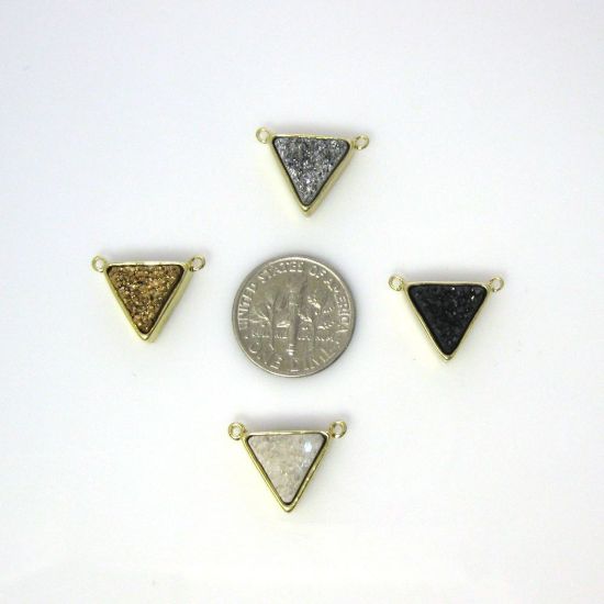 Wholesale Gold Plated Gold Agate Titanium Triangle Druzy Connector