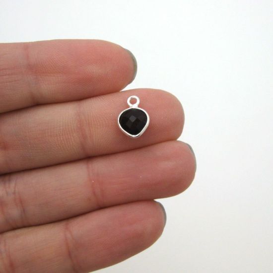 Wholesale Sterling Silver Bezel Charm Pendant - 10x7mm Tiny Heart Shape - Garnet - January Birthstone