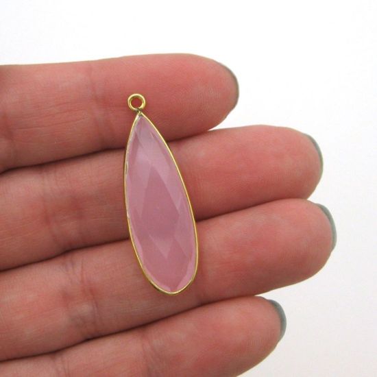 Wholesale Gold plated Sterling Silver Elongated Teardrop Bezel Citrine Quartz Gemstone Pendant, Wholesale Gemstone Pendants for Jewelry Making