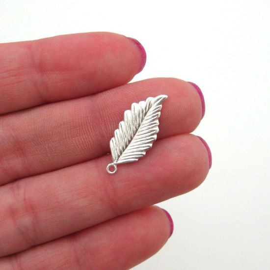 Wholesale Sterling Silver Feather Charm, Charms and Pendants for Jewelry Making, Wholesale Findings