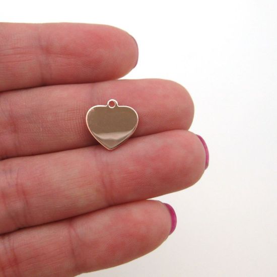 Wholesale Rose Gold Over Sterling Silver Heart Charm Stamping Blank - 12mm