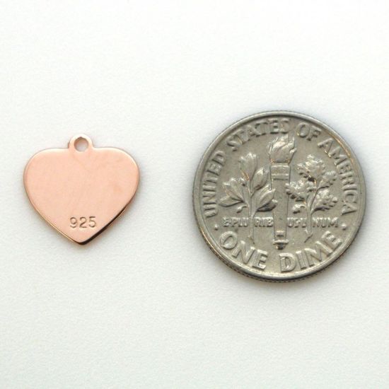 Wholesale Rose Gold Over Sterling Silver Heart Charm Stamping Blank - 12mm