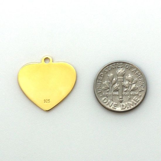 Wholesale Gold Over Sterling Silver Heart Charm Stamping Blank - 19x20mm