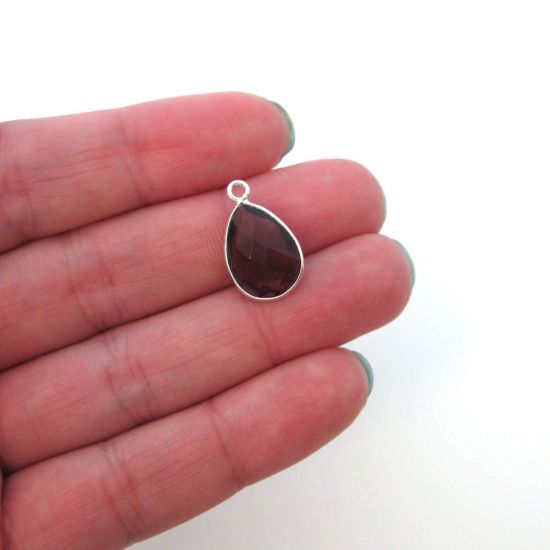 Wholesale Sterling Silver Bezel Gemstone Pendant - 10x14mm Faceted Small Teardrop - Pink Amethyst Quartz