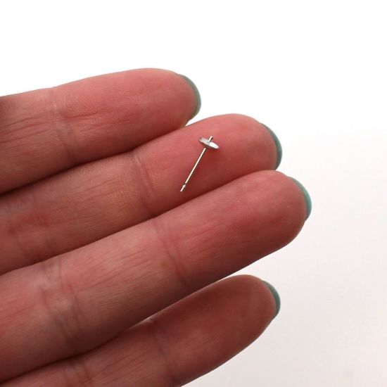 Wholesale 14K White Gold Earrings Posts with Cups (4mm)(2 pieces)