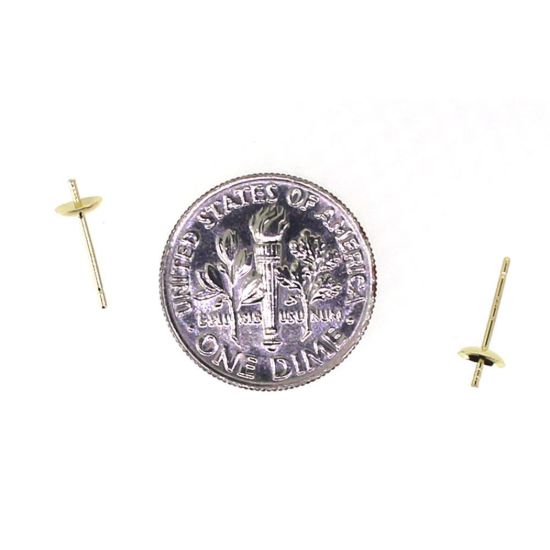 Wholesale 14K Yellow Gold Earrings Posts with Cups - 4mm (1 pair)