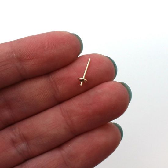 Wholesale 14K Yellow Gold Earrings Posts with Cups - 4mm (1 pair)