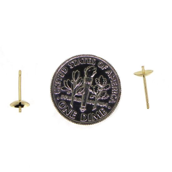 Wholesale 14K Yellow Gold Earrings Posts with Cups (5mm)(2 pieces)