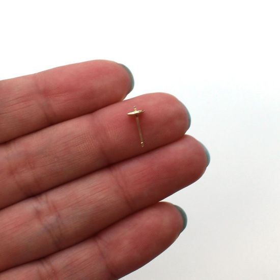 Wholesale 14K Yellow Gold Earrings Posts with Cups (5mm)(2 pieces)