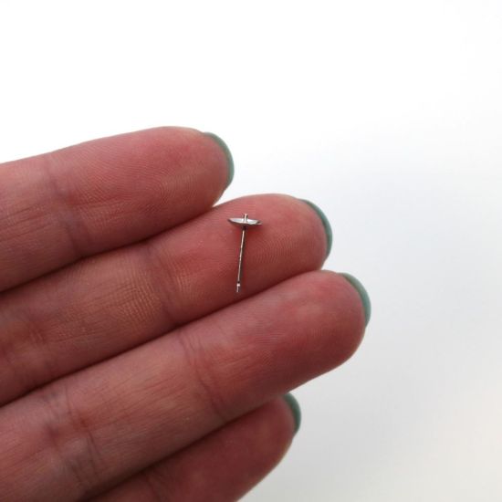 Wholesale 14K White Gold Earrings Posts with Cups (5mm)(2 pieces)