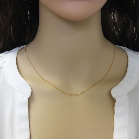 Wholesale 18K Solid Yellow Gold Necklace - Adjustable Chain - 18 inches