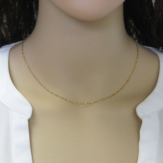 Wholesale 14K Yellow Gold Necklace-Singapore Chain-16 inches