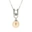 Wholesale Sterling Silver Cream Freshwater Pearl and CZ Stone Pendant Necklace-18"