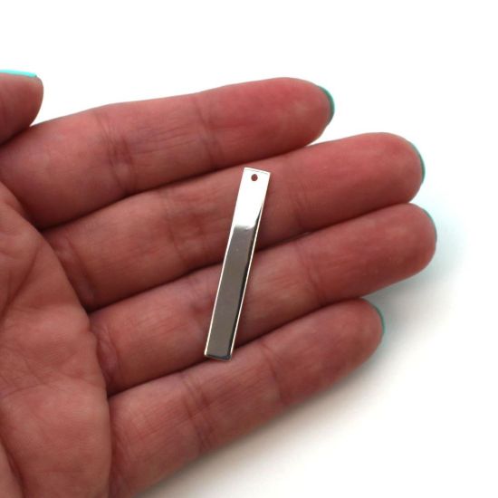 Wholesale Sterling Silver Vertical Rectangle Personalized Stamping Blank Bar Pendant