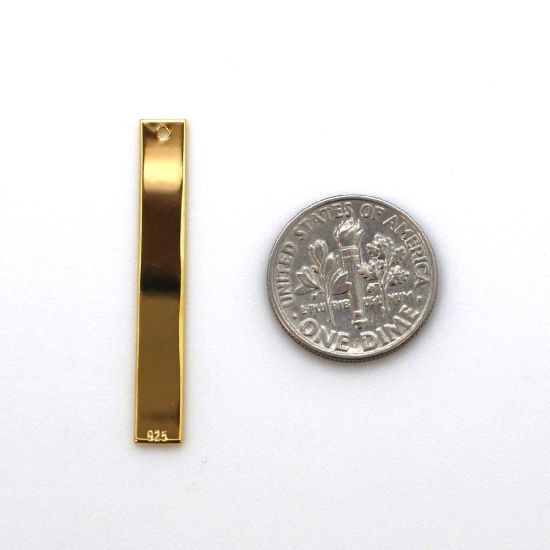 Wholesale Gold Over Sterling Silver Vertical Rectangle Personalized Stamping Blank Bar Pendant