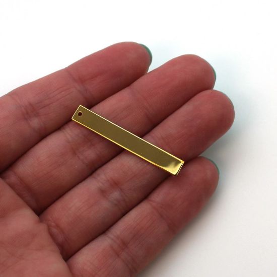 Wholesale Gold Over Sterling Silver Vertical Rectangle Personalized Stamping Blank Bar Pendant