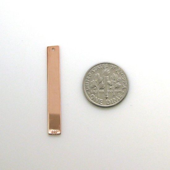 Wholesale Rose Gold Over Sterling Silver Vertical Rectangle Personalized Stamping Blank Bar Pendant