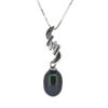 Wholesale Sterling Silver Peacock Freshwater Pearl and CZ Stone Zigzag Pendant Necklace-16"
