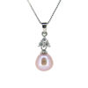 Wholesale Sterling Silver Pink Freshwater Pearl and Triangle CZ Stone Pendant Necklace-16"