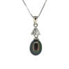 Wholesale Sterling Silver Peacock Freshwater Pearl and Triangle CZ Stone Pendant Necklace-16"