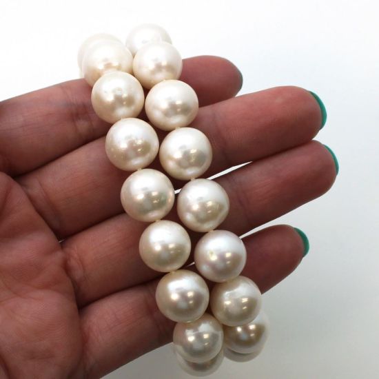 Wholesale 14K White Gold Clasp and White Freshwater Pearl Graduated Necklace-16"