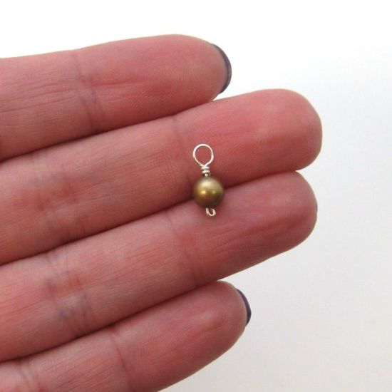 Wholesale Wire Wrapped Dyed Light Brown Round Freshwater Pearl Charms (pack of 5 pcs)