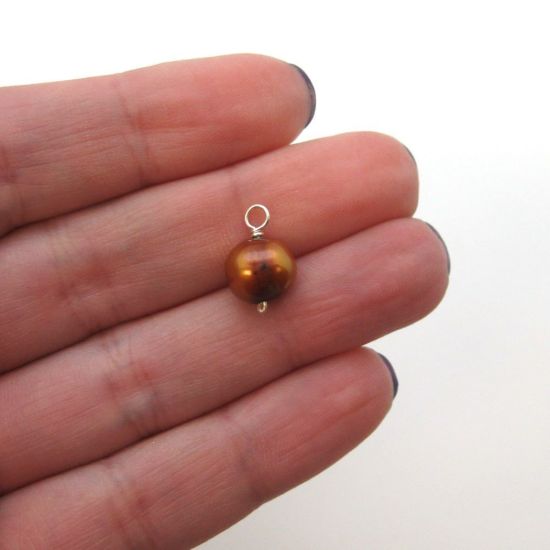Wholesale Wire Wrapped Dyed Bronze Freshwater Pearl Charm Beads (pack of 5 pcs)