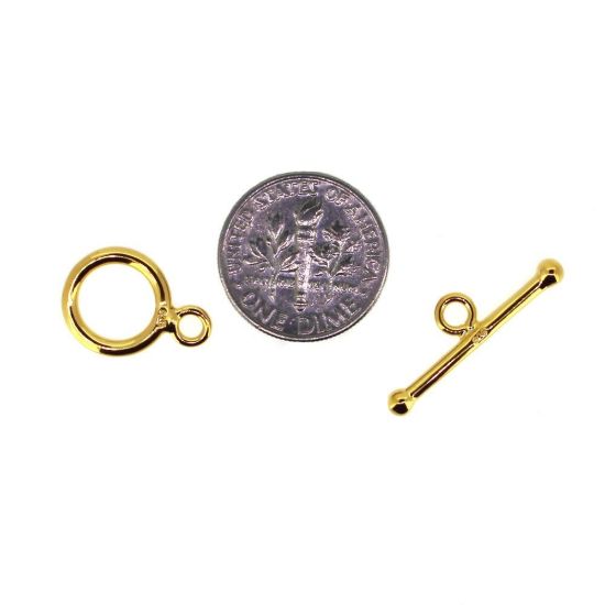 Wholesale Gold Plated Sterling Silver Simple Tiny Circle Toggle 12mm  (Sold per set)