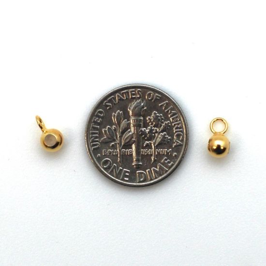 Gold Plated Sterling Silver Sliding End Beads with Silicone-4mm, Wholesale Findings