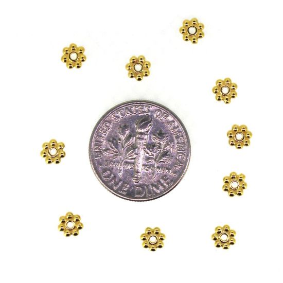 Gold Over Sterling Silver Daisy Spacers - 4mm (10 pcs), Wholesale Findings