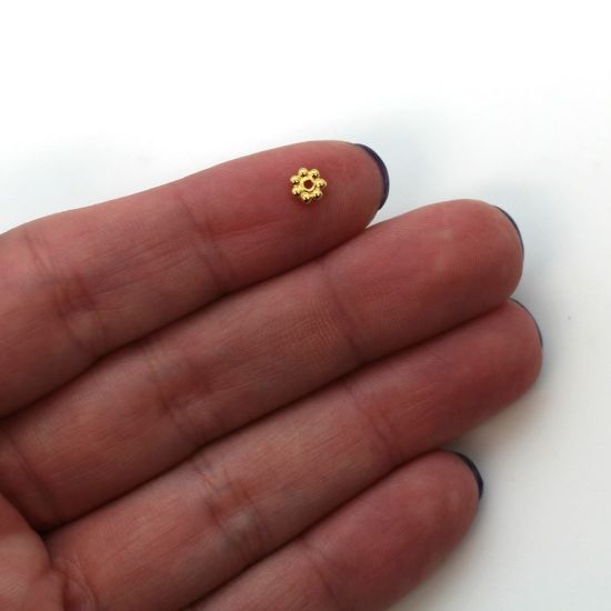 Gold Over Sterling Silver Daisy Spacers - 4mm (10 pcs), Wholesale Findings