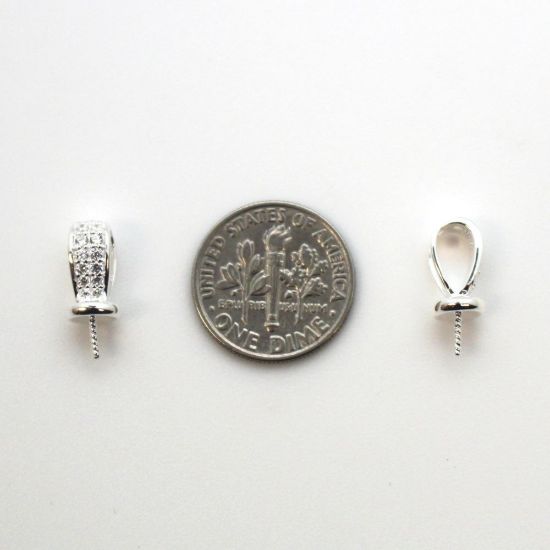 Wholesale Sterling Silver Fancy Peg Bail for Half Drilled Pearls and Beads