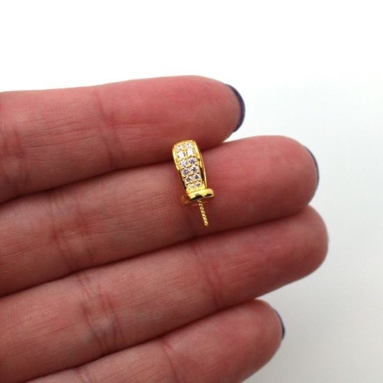 Wholesale Sterling Silver Fancy Peg Bail for Half Drilled Pearls and Beads