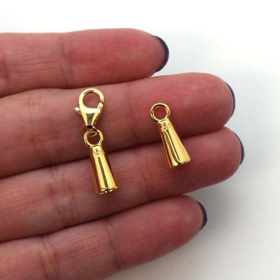 Wholesale Gold Over Sterling Silver Tube End and Clasp Set - 6mm Tube End Caps (Sold per 1 set)