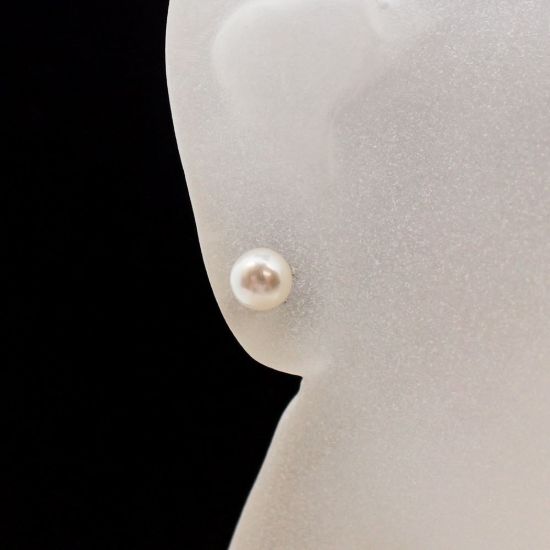 Wholesale 14K Yellow Gold White Button Freshwater Pearl Earring Studs (1 pair)