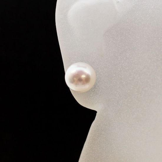 Wholesale 14K Yellow Gold White Button Freshwater Pearl Earring Studs (1 pair)