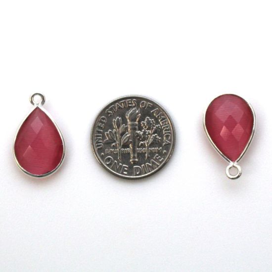 Wholesale Bezel Gemstone Pendant - Sterling Silver Bezel Gemstone 10x14mm Faceted Small Teardrop - Pink Monalisa