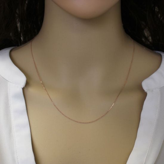 Wholesale 14K Rose Gold Necklace - Tiny Cable Chain - 18 inches