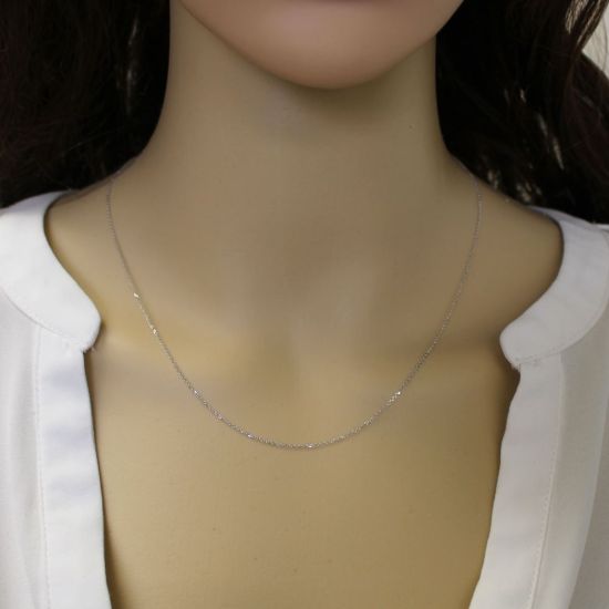 Wholesale 14K White Gold Necklace - Tiny Cable Chain - 18 inches