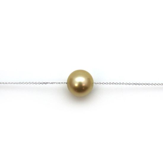Wholesale 14K White Gold Golden South Sea Floating Pearl Necklace - 16"