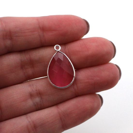 Wholesale Sterling Silver Teardrop Bezel Pink Monalisa Gemstone Pendant, Wholesale Gemstone Pendants for Jewelry Making
