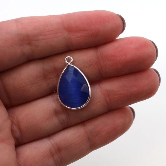 Wholesale Sterling Silver Teardrop Bezel Green Monalisa Gemstone Pendant, Wholesale Gemstone Pendants for Jewelry Making