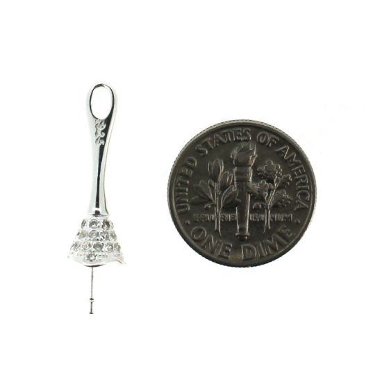 Wholesale 925 Sterling Silver Long Decorative Bell Shaped Bead Cap Bail with Post -Sterling Silver Jewelry Findings