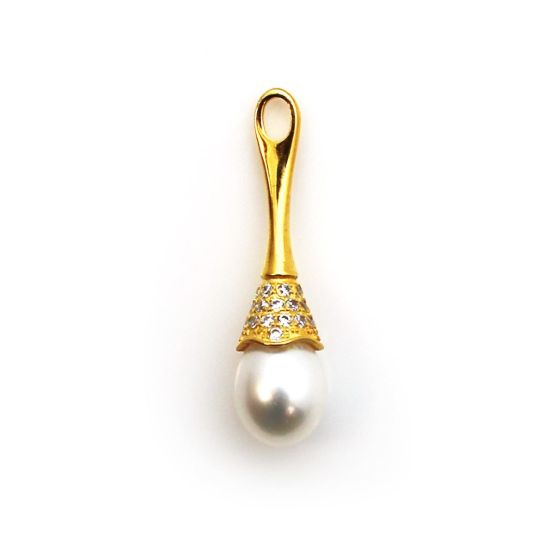 Wholesale Gold Plated 925 Sterling Silver Long Decorative Bell Shaped Bead Cap Bail with Post -Sterling Silver Jewelry Findings