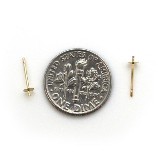 Wholesale 14K Yellow Gold Earrings Posts with Cups (3mm)(1 pair)