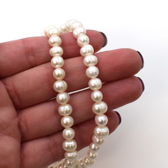 Wholesale Freshwater Pearls-5.5-7mm Round Creamy White (Sold Per Strand) Commercial Grade