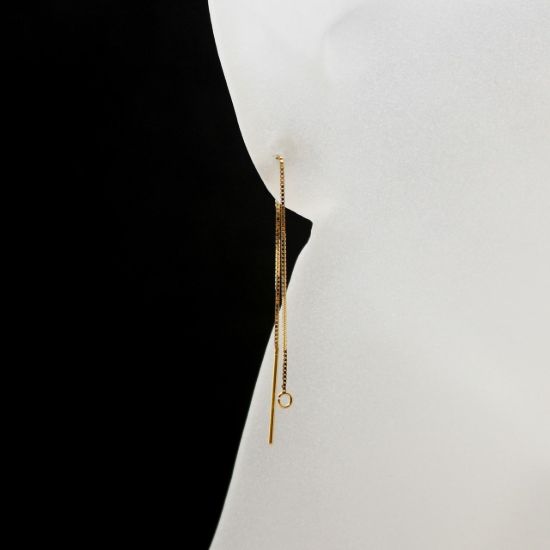 Wholesale 14K Yellow Gold Ear Thread, Long Dangle Threader Gold Earrings-Threader Earrings