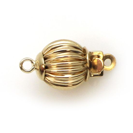 Wholesale 14K Yellow Gold Round Corrugated Ball Clasp (7mm)