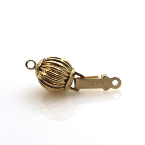 Wholesale 14K Yellow Gold Round Corrugated Ball Clasp (7mm)